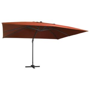VidaXL Frihängande parasoll med LED terrakotta 400x300 cm