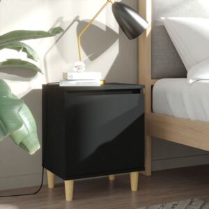 VidaXL Sängbord med massiva ben 2 st svart 40x30x50 cm