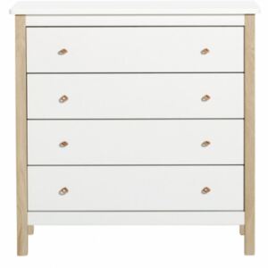 WOOD Dresser 4 Drawers - White/Oak