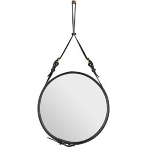 ADNET Wall Mirror - Ø45cm Black Leather