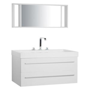 Badrumsmöbler väggskåp spegel och tvättställ vit BARCELONA Beliani