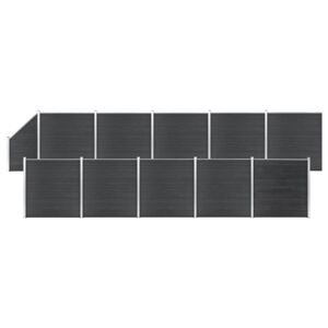VidaXL WPC-staketpanel 10 fyrkantig + 1 vinklad 1830x186 cm grå