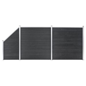 VidaXL WPC-staketpanel 2 fyrkantig + 1 vinklad 446x186 cm grå