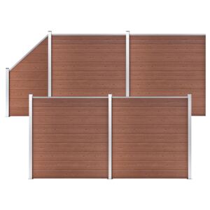 VidaXL WPC-staketpanel 4 fyrkantig + 1 vinklad 792x186 cm brun