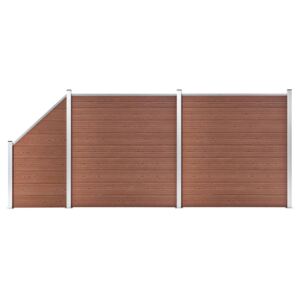 VidaXL WPC-staketpanel 2 fyrkantig + 1 vinklad 446x186 cm brun