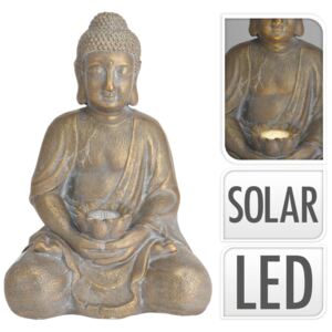 ProGarden Buddha med solcellslampa ljusguld MGO