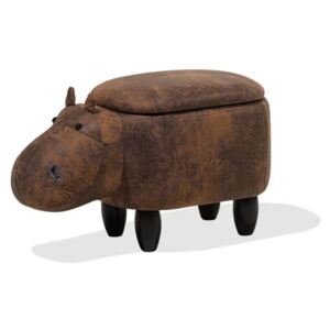 Beliani Sittpuff med förvaring konstläder ljusbrun HIPPO