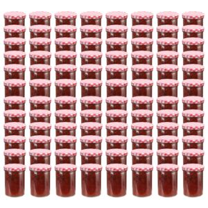 VidaXL Syltburkar i glas med vita och röda lock 96 st 400 ml