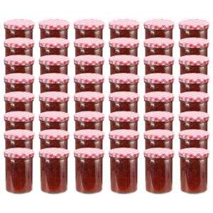 VidaXL Syltburkar i glas med vita och röda lock 48 st 400 ml