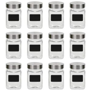 VidaXL Förvaringsburkar i glas med etiketter 12 st 300 ml