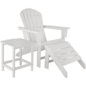 Tectake 404166 trädgårdsstol janis med fotstöd och bord - vit