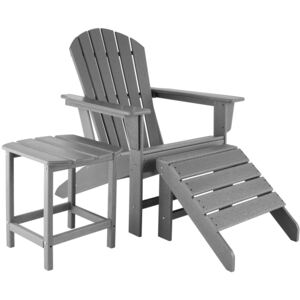 Tectake 404165 trädgårdsstol janis med fotstöd och bord - grå