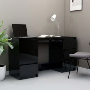 VidaXL Skrivbord svart högglans 140x50x77 cm spånskiva