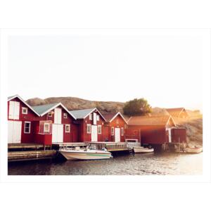 Boat houses poster 70x100cm Ja Ja, svart ram