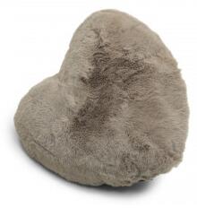 Fluffy heart taupe - kudde i konstmaterial