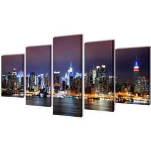 VidaXL Canvastavlor set om 5 New York Skyline 100 x 50 cm