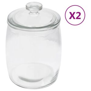 VidaXL Förvaringsburkar i glas med lock 2 st 2000 ml