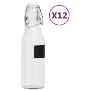 VidaXL Glasflaska med patentkork 12 st 250 ml rund