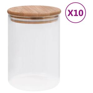 VidaXL Förvaringsburkar i glas med bambulock 10 st 260 ml