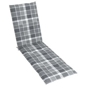 VidaXL Solsängsdyna grått rutmönster (75+105)x50x4 cm