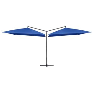VidaXL Dubbelt parasoll med stålstång 250x250 cm azurblå