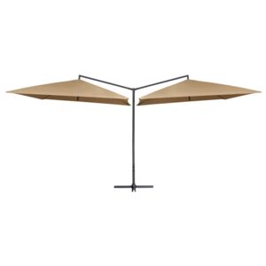 VidaXL Dubbelt parasoll med stålstång 250x250 cm taupe
