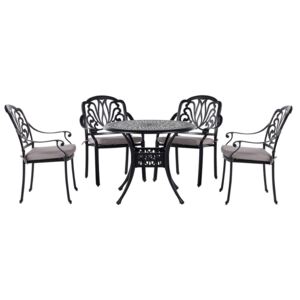 Trädgårdsmöbelset av bord och 4 stolar svart ANCONA Beliani