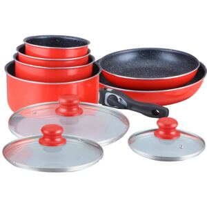 Herzberg HG-5000: 10 Pieces Cookware Set With Marble Coating Red - qprod.se - alltid fri frakt vid order över 800:-