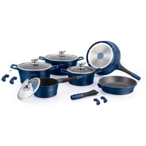 Royalty Line RL-ES1014M; Cookware set with marble coating 14 pcs Blue - qprod.se - alltid fri frakt vid order över 800:-