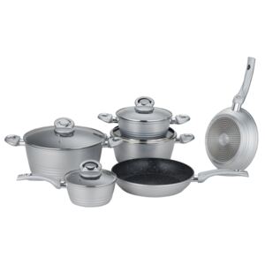 Herzberg HG-8079: 10 Pieces Forged Cookware Set Gray - qprod.se - alltid fri frakt vid order över 800:-