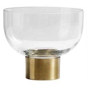 Nordal - RING Deco skål, glas med bas av mässing
