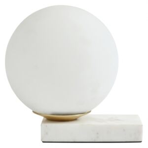 ENYO table lamp, matt white w/marble