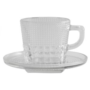 Glass cup w/saucer, clear glass