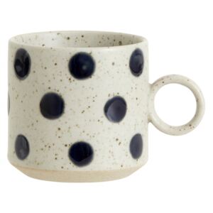 GRAINY dot cup w. handle, sand/dark blue