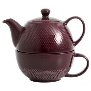 TEA FOR ONE, pot & cup, aubergine