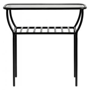 CHIC side table, black, w/glass, bars