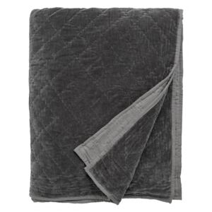 Velvet quilt, bed spread, dark grey