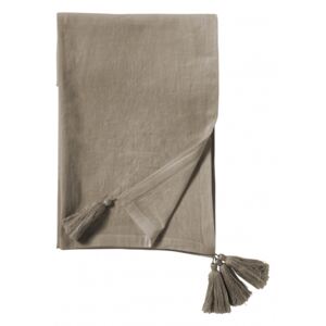 Table cloth, grey/beige w/tassels