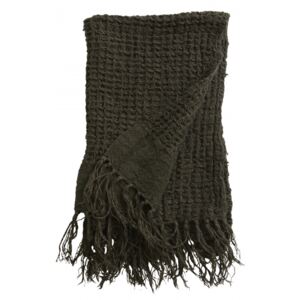 ARGO S towel w/fringes, linen, charcoal