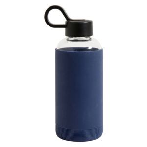 Glass bottle w. silicone sleeve,darkblue