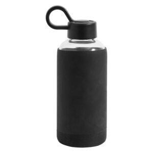 Glass bottle w. silicone sleeve, black