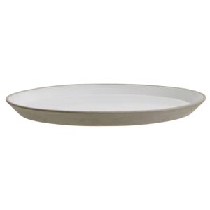 Stoneware dinner plate, beige/white