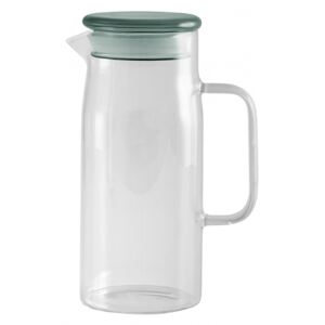 GLASS jug w. sea green lid, S