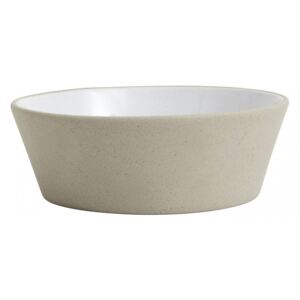 Stoneware bowl, beige/white, S