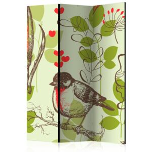 Rumsavdelare - Bird and lilies vintage pattern - 135x172