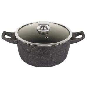Royalty Line RL-FC24CM: Forged Aluminum Nonstick Marble Cooking Pot-24cm Black