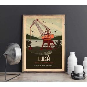 Luleå - Gamla hamnkranen - Art deco poster - A4