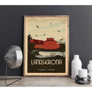 Landskrona - Art deco poster - A4