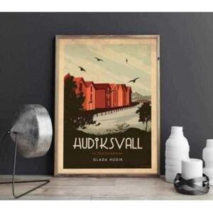 Hudiksvall - Art deco poster - A4
