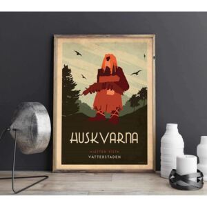 Huskvarna - Art deco poster - A4